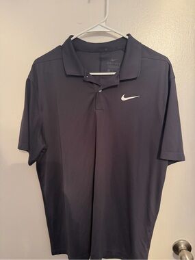 Nike Men’s Dri-FIT Polo Shirt - Charcoal Gray with White Swoosh